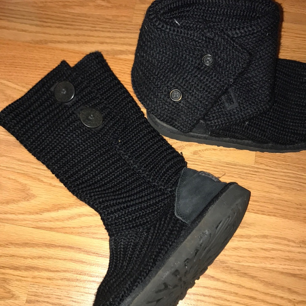 Black knit UGG boots